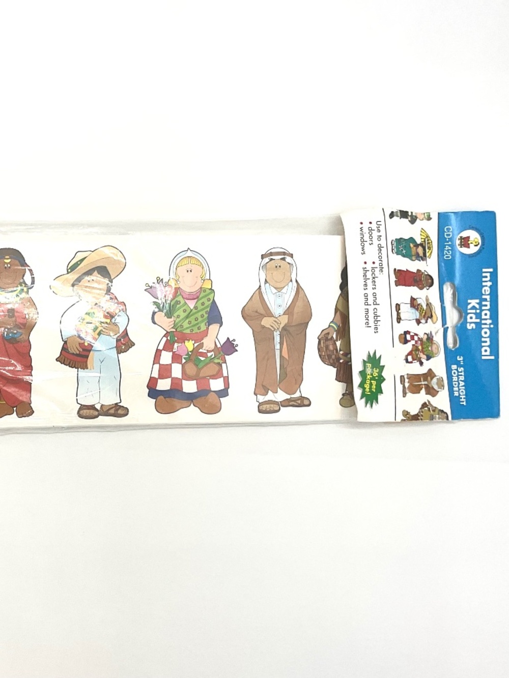 INTERNATIONAL KIDS 3" Straight Paper Border, 3" X36"  12 pieces